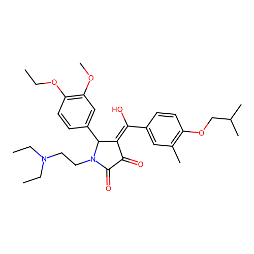 (4E)-1-(2-diethylaminoethyl)-5-(4-ethoxy-3-methoxyphenyl)-4-[hydroxy-[3-methyl-4-(2-methylpropoxy)phenyl]methylidene]pyrrolidine-2,3-dione structure