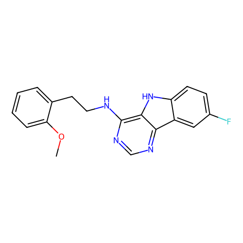 8-fluoro-N-[2-(2-methoxyphenyl)ethyl]-5H-pyrimido[5,4-b]indol-4-amine structure