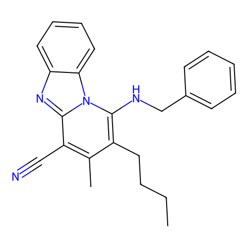 1-(Benzylamino)-2-butyl-3-methylpyrido[1,2-a]benzimidazole-4-carbonitrile structure