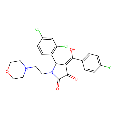 (4E)-4-[(4-chlorophenyl)-hydroxymethylidene]-5-(2,4-dichlorophenyl)-1-(2-morpholin-4-ylethyl)pyrrolidine-2,3-dione structure