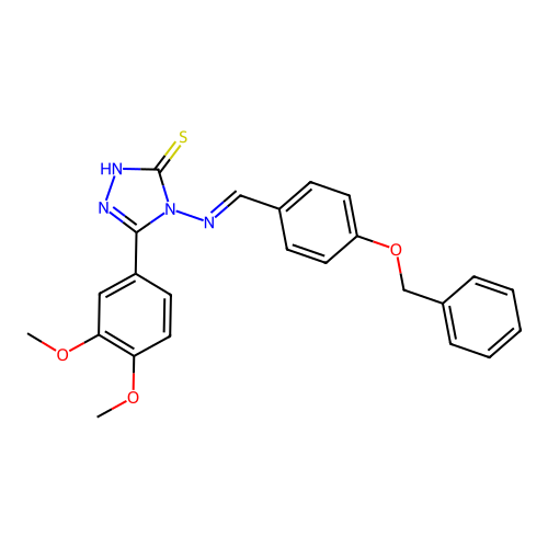 3-(3,4-dimethoxyphenyl)-4-[(E)-(4-phenylmethoxyphenyl)methylideneamino]-1H-1,2,4-triazole-5-thione structure
