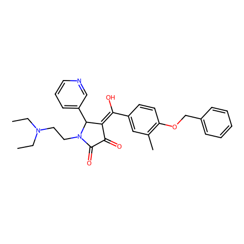 (4E)-1-(2-diethylaminoethyl)-4-[hydroxy-(3-methyl-4-phenylmethoxyphenyl)methylidene]-5-pyridin-3-ylpyrrolidine-2,3-dione structure