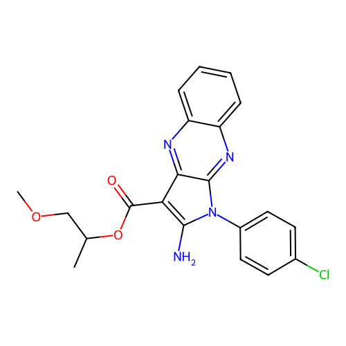 1-methoxypropan-2-yl 2-amino-1-(4-chlorophenyl)-1H-pyrrolo[2,3-b]quinoxaline-3-carboxylate structure
