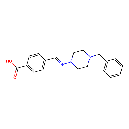 4-(((4-Benzyl-1-piperazinyl)imino)methyl)benzoic acid structure