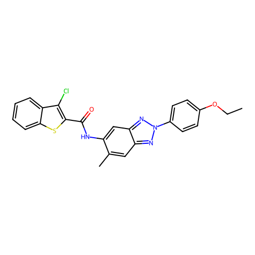 3-chloro-N-[2-(4-ethoxyphenyl)-6-methyl-benzotriazol-5-yl]benzothiophene-2-carboxamide structure