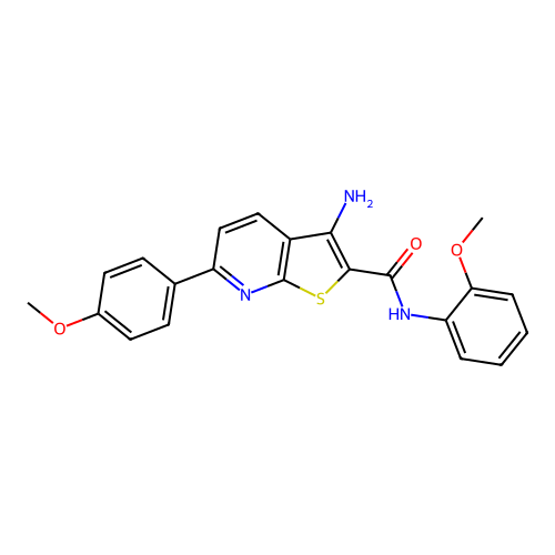 3-amino-N-(2-methoxyphenyl)-6-(4-methoxyphenyl)thieno[2,3-b]pyridine-2-carboxamide structure