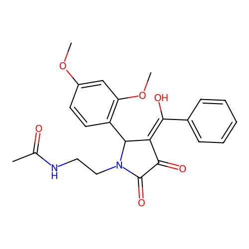 N-(2-{(3E)-2-(2,4-dimethoxyphenyl)-3-[hydroxy(phenyl)methylidene]-4,5-dioxopyrrolidin-1-yl}ethyl)acetamide structure