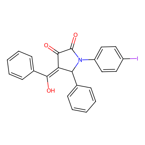 (4E)-4-[hydroxy(phenyl)methylidene]-1-(4-iodophenyl)-5-phenylpyrrolidine-2,3-dione structure