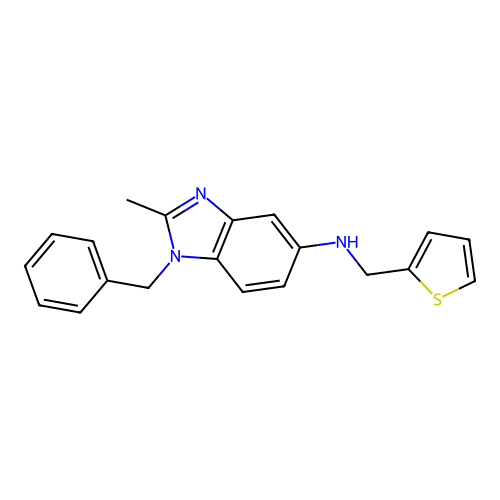 1-benzyl-2-methyl-N-(thiophen-2-ylmethyl)-1H-benzimidazol-5-amine structure