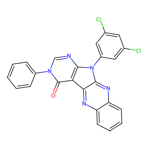 11-(3,5-dichlorophenyl)-3-phenyl-3,11-dihydro-4H-pyrimido[5',4':4,5]pyrrolo[2,3-b]quinoxalin-4-one structure