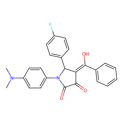 (4E)-1-(4-dimethylaminophenyl)-5-(4-fluorophenyl)-4-[hydroxy(phenyl)methylidene]pyrrolidine-2,3-dione structure