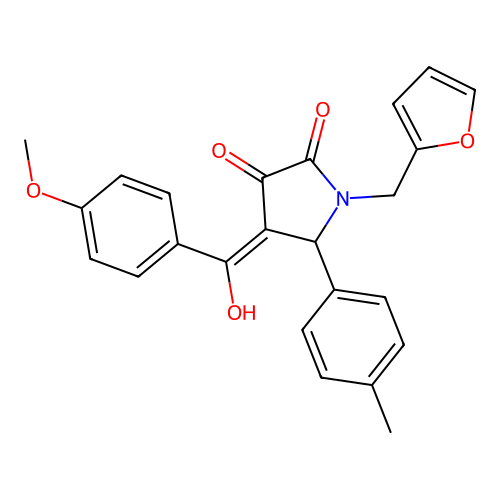 (4E)-1-(furan-2-ylmethyl)-4-[hydroxy(4-methoxyphenyl)methylidene]-5-(4-methylphenyl)pyrrolidine-2,3-dione structure