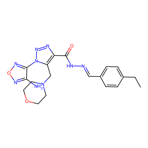 (E)-1-(4-amino-1,2,5-oxadiazol-3-yl)-N'-(4-ethylbenzylidene)-5-(morpholinomethyl)-1H-1,2,3-triazole-4-carbohydrazide structure