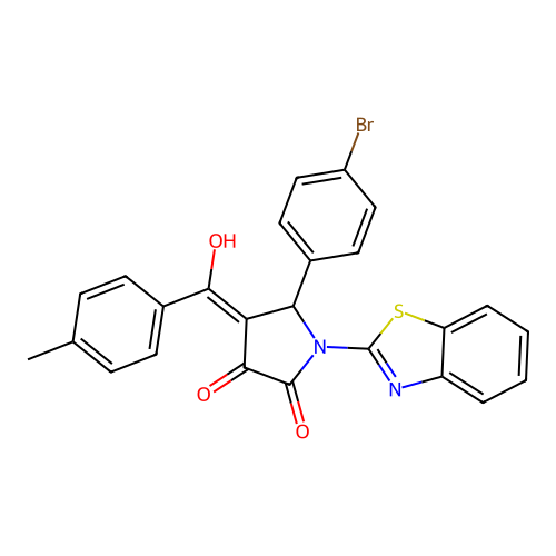 (4E)-1-(1,3-benzothiazol-2-yl)-5-(4-bromophenyl)-4-[hydroxy-(4-methylphenyl)methylidene]pyrrolidine-2,3-dione structure