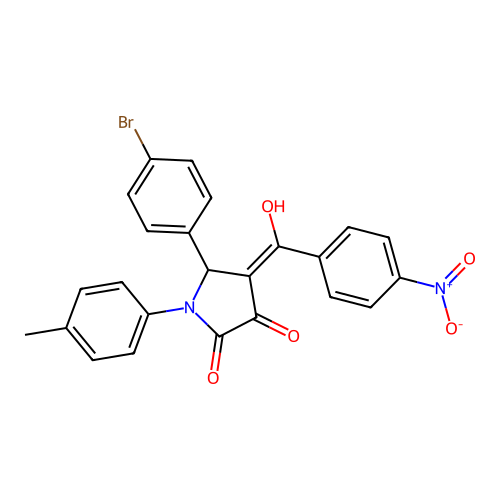 (4E)-5-(4-bromophenyl)-4-[hydroxy(4-nitrophenyl)methylidene]-1-(4-methylphenyl)pyrrolidine-2,3-dione structure