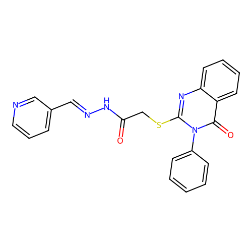 2-[(4-oxo-3-phenyl-3,4-dihydroquinazolin-2-yl)sulfanyl]-N'-[(E)-pyridin-3-ylmethylidene]acetohydrazide structure
