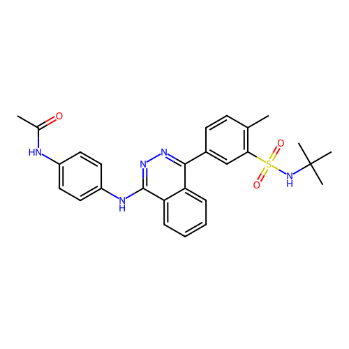 N-[4-({4-[3-(tert-butylsulfamoyl)-4-methylphenyl]phthalazin-1-yl}amino)phenyl]acetamide structure