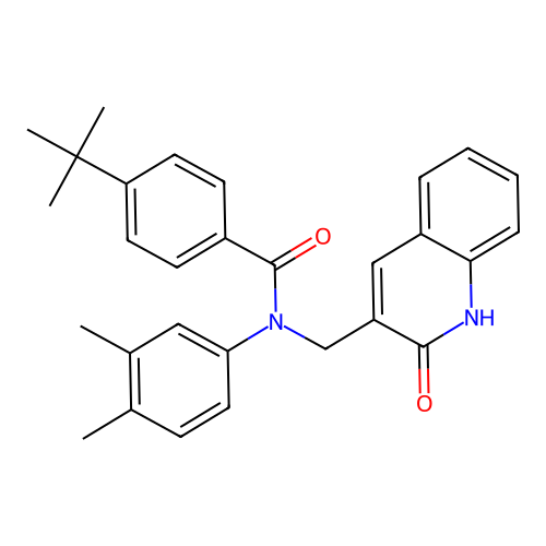 4-tert-butyl-N-(3,4-dimethylphenyl)-N-[(2-oxo-1H-quinolin-3-yl)methyl]benzamide structure