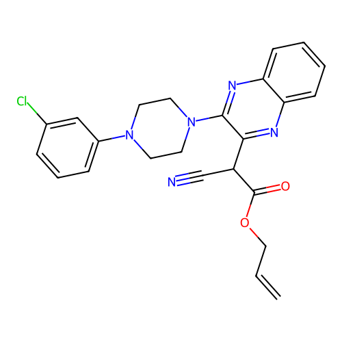 allyl 2-(3-(4-(3-chlorophenyl)piperazin-1-yl)quinoxalin-2-yl)-2-cyanoacetate structure
