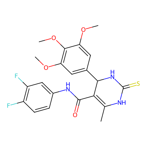 N-(3,4-difluorophenyl)-6-methyl-2-thioxo-4-(3,4,5-trimethoxyphenyl)-1,2,3,4-tetrahydropyrimidine-5-carboxamide structure
