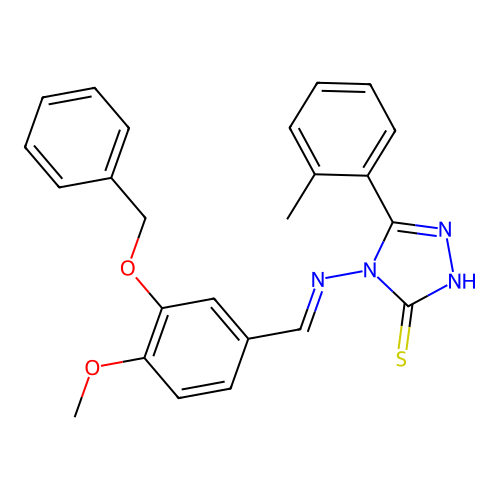 (E)-4-((3-(benzyloxy)-4-methoxybenzylidene)amino)-5-(o-tolyl)-4H-1,2,4-triazole-3-thiol structure