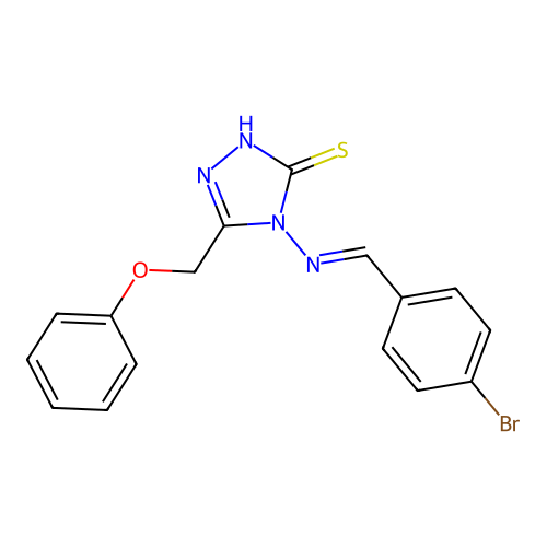 4-[(E)-(4-bromophenyl)methylideneamino]-3-(phenoxymethyl)-1H-1,2,4-triazole-5-thione structure