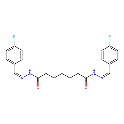 (N'1Z,N'7Z)-N'1,N'7-bis(4-fluorobenzylidene)heptanedihydrazide structure