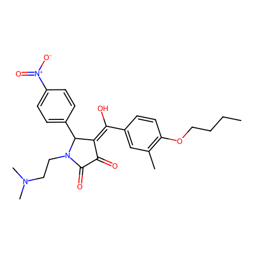 (4E)-4-[(4-butoxy-3-methylphenyl)-hydroxymethylidene]-1-(2-dimethylaminoethyl)-5-(4-nitrophenyl)pyrrolidine-2,3-dione structure