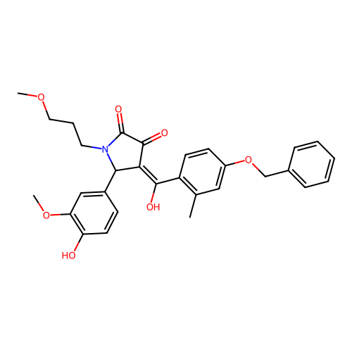 (4E)-4-{[4-(benzyloxy)-2-methylphenyl](hydroxy)methylidene}-5-(4-hydroxy-3-methoxyphenyl)-1-(3-methoxypropyl)pyrrolidine-2,3-dione structure