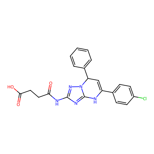 4-((5-(4-chlorophenyl)-7-phenyl-4,7-dihydro-[1,2,4]triazolo[1,5-a]pyrimidin-2-yl)amino)-4-oxobutanoic acid structure