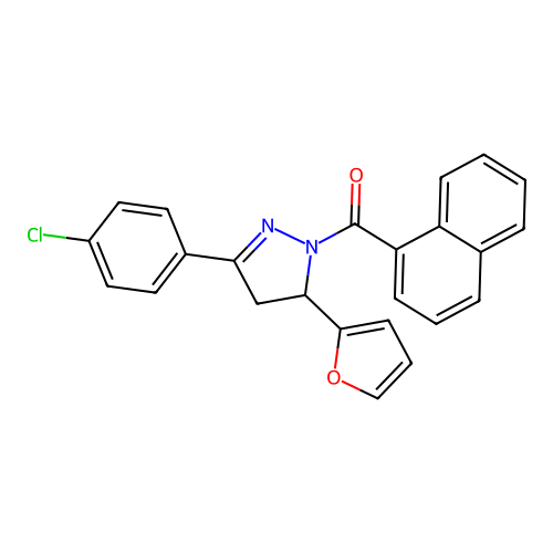 [5-(4-chlorophenyl)-3-(furan-2-yl)-3,4-dihydropyrazol-2-yl]-naphthalen-1-ylmethanone structure