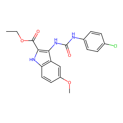 ethyl 3-{[(4-chlorophenyl)carbamoyl]amino}-5-methoxy-1H-indole-2-carboxylate structure