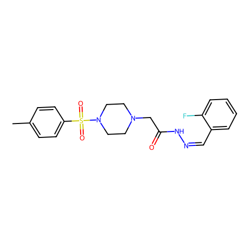 (Z)-N'-(2-fluorobenzylidene)-2-(4-tosylpiperazin-1-yl)acetohydrazide structure
