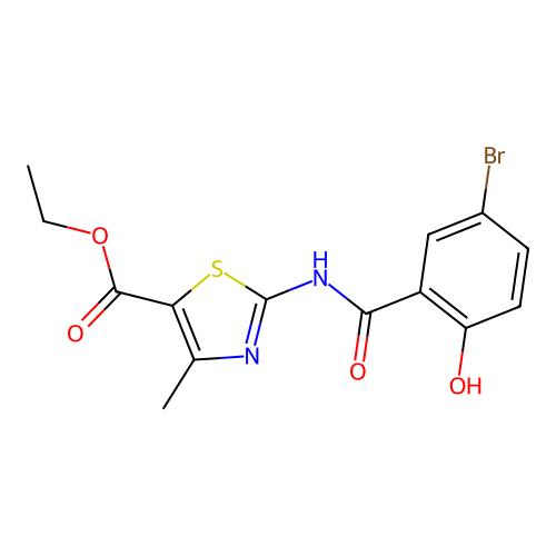 ethyl 2-(5-bromo-2-hydroxybenzamido)-4-methylthiazole-5-carboxylate structure