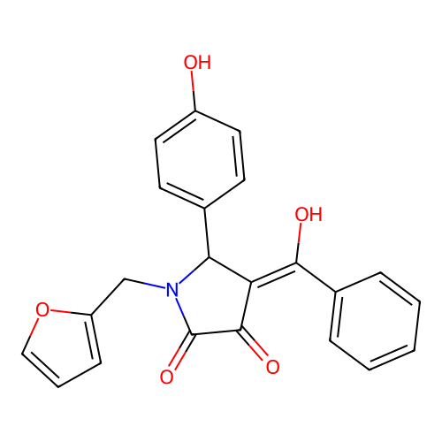 (4E)-1-(furan-2-ylmethyl)-5-(4-hydroxyphenyl)-4-[hydroxy(phenyl)methylidene]pyrrolidine-2,3-dione structure