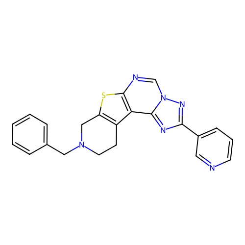 9-benzyl-2-(pyridin-3-yl)-8,9,10,11-tetrahydropyrido[4',3':4,5]thieno[3,2-e][1,2,4]triazolo[1,5-c]pyrimidine structure
