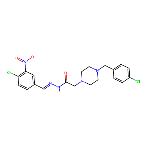 (E)-N'-(4-chloro-3-nitrobenzylidene)-2-(4-(4-chlorobenzyl)piperazin-1-yl)acetohydrazide structure