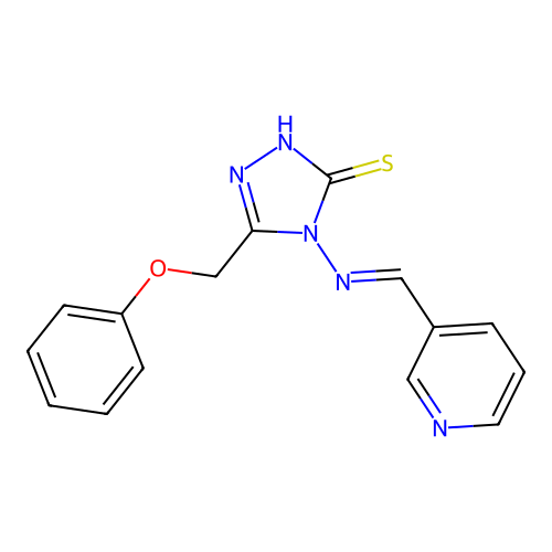 5-(phenoxymethyl)-4-[(3-pyridinylmethylene)amino]-4H-1,2,4-triazole-3-thiol structure