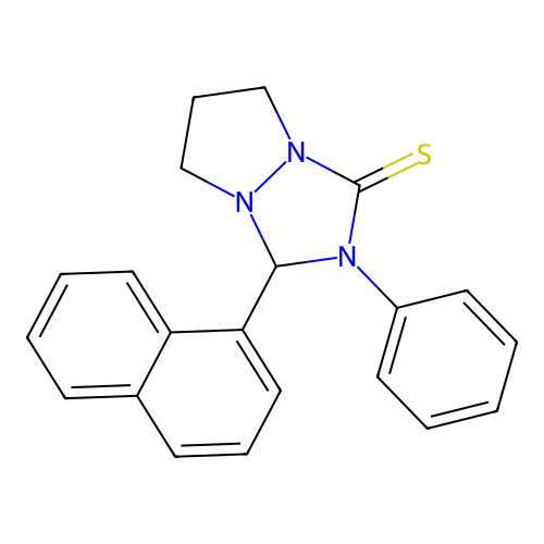 3-Naphthalen-1-yl-2-phenyl-tetrahydro-pyrazolo[1,2-a][1,2,4]triazole-1-thione structure