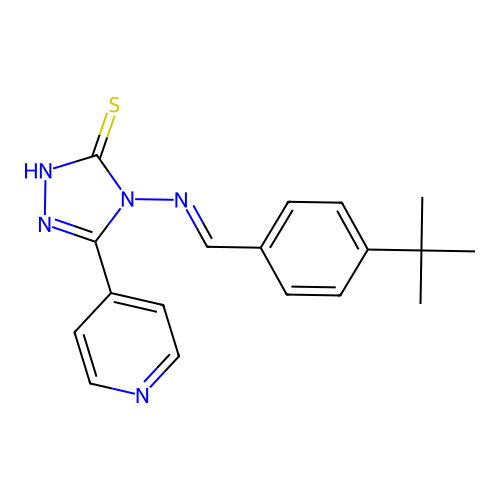 4-[(E)-(4-tert-butylphenyl)methylideneamino]-3-pyridin-4-yl-1H-1,2,4-triazole-5-thione structure