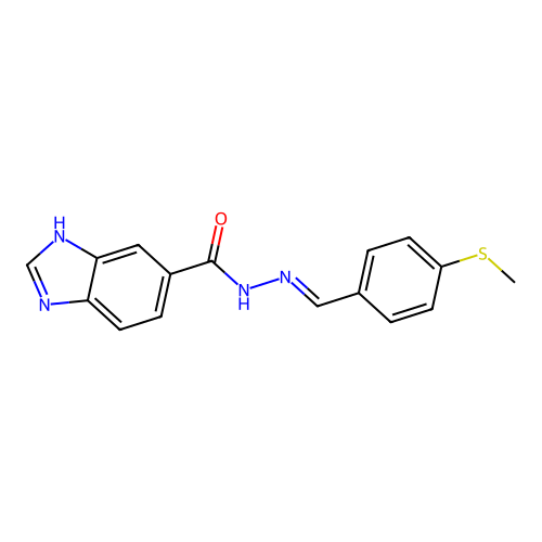 N'-{(E)-[4-(methylthio)phenyl]methylidene}-1H-benzimidazole-6-carbohydrazide structure