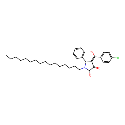 4-(4-chlorobenzoyl)-1-hexadecyl-3-hydroxy-5-phenyl-1H-pyrrol-2(5H)-one structure