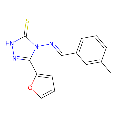 5-(2-furyl)-4-{[(E)-(3-methylphenyl)methylidene]amino}-4H-1,2,4-triazole-3-thiol structure