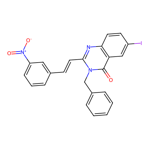 (E)-3-benzyl-6-iodo-2-(3-nitrostyryl)quinazolin-4(3H)-one structure