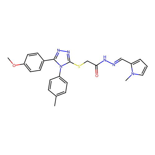 2-{[5-(4-methoxyphenyl)-4-(4-methylphenyl)-4H-1,2,4-triazol-3-yl]sulfanyl}-N'-[(E)-(1-methyl-1H-pyrrol-2-yl)methylidene]acetohydrazide structure