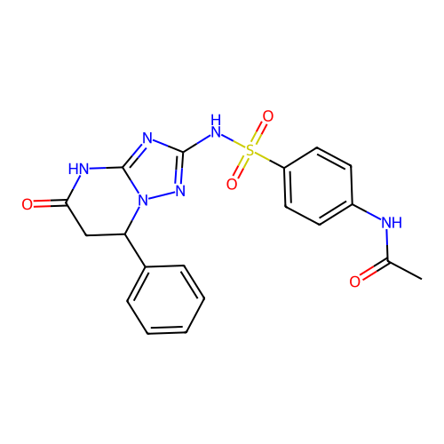 N-{4-[(5-oxo-7-phenyl-4,5,6,7-tetrahydro[1,2,4]triazolo[1,5-a]pyrimidin-2-yl)sulfamoyl]phenyl}acetamide structure
