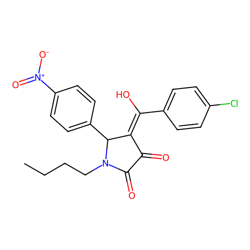 1-butyl-4-(4-chlorobenzoyl)-3-hydroxy-5-(4-nitrophenyl)-1H-pyrrol-2(5H)-one structure