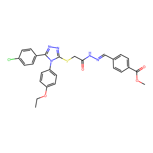 methyl 4-{(E)-[2-({[5-(4-chlorophenyl)-4-(4-ethoxyphenyl)-4H-1,2,4-triazol-3-yl]sulfanyl}acetyl)hydrazinylidene]methyl}benzoate structure