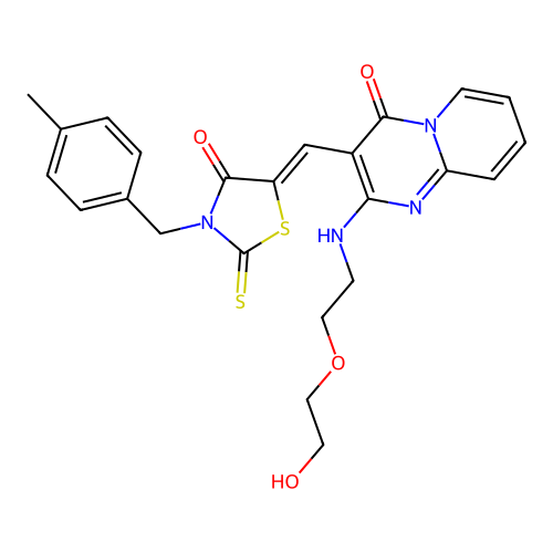 2-{[2-(2-hydroxyethoxy)ethyl]amino}-3-{(Z)-[3-(4-methylbenzyl)-4-oxo-2-thioxo-1,3-thiazolidin-5-ylidene]methyl}-4H-pyrido[1,2-a]pyrimidin-4-one structure