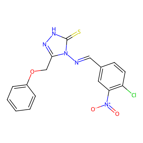 (E)-4-((4-chloro-3-nitrobenzylidene)amino)-5-(phenoxymethyl)-4H-1,2,4-triazole-3-thiol structure